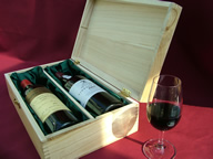Mixed wooden gift box with wine