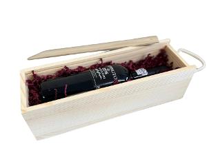 Single Bottle Natural Wooden Box with Sliding Lid